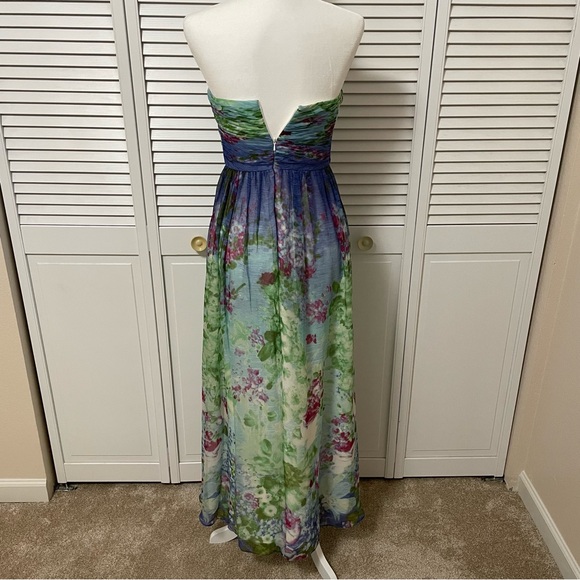 Silk Aidan Mattox Strapless Multicolor Maxi Dress Fairycore Costume Prom Cosplay - Picture 5 of 16